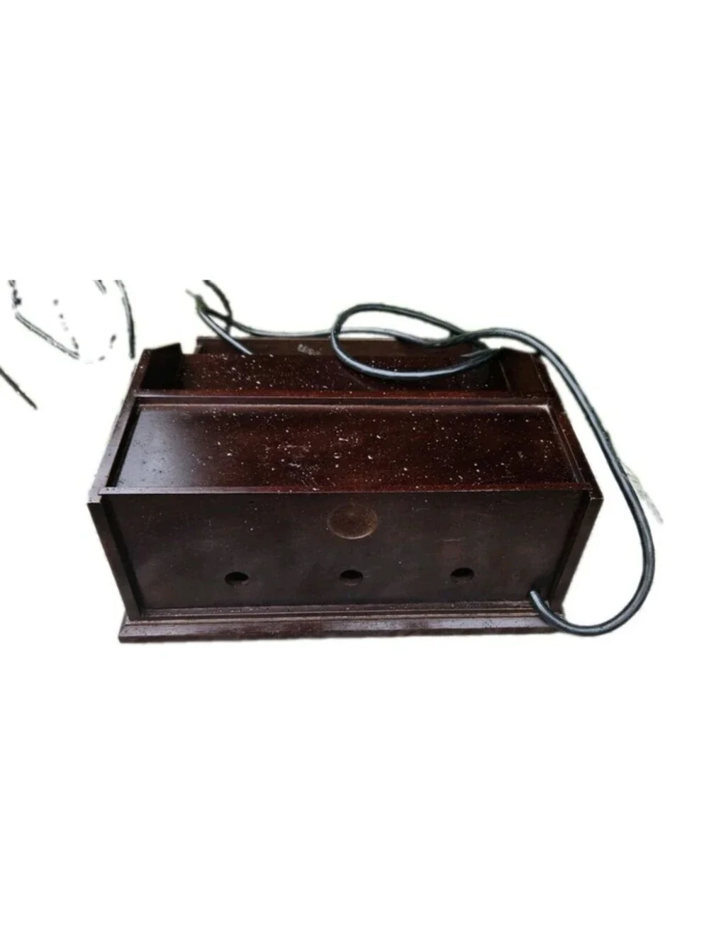 Pottery Barn Dark Wood Charging Station Desk Organizer Storage Drawer 6 Outlets